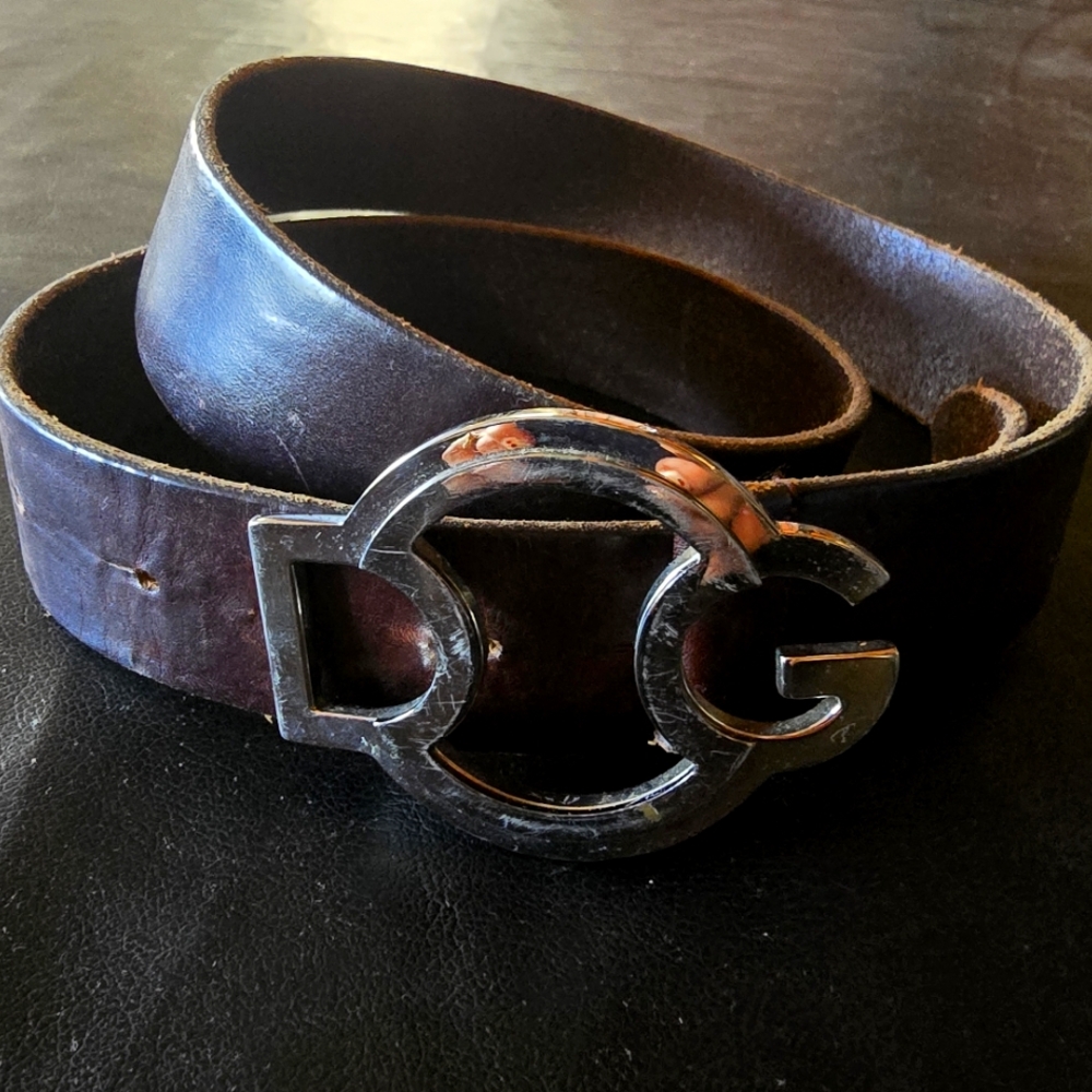 Vintage 90s Dolce & Gabbana Brown leather belt Sz 38